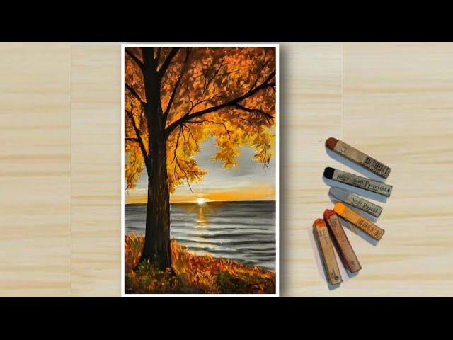 ️ How To Draw Beautiful AUTUMN Scenery With Soft Pastel Colour