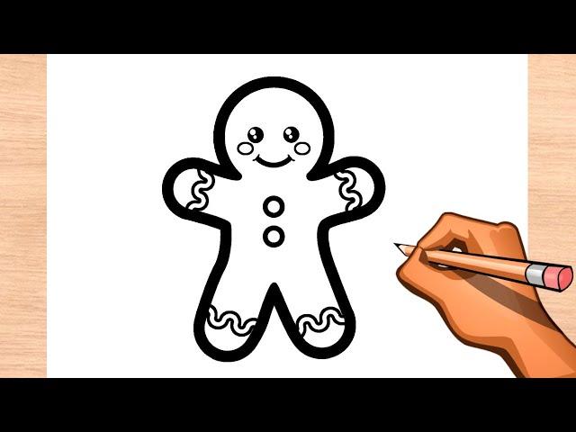 How to Draw a Gingerbread Man easy - Drawing Step by Step