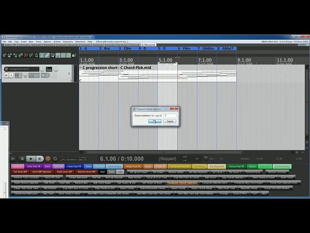 ReaTrak (REAPER Chord Track) Demo MIDI Transpose