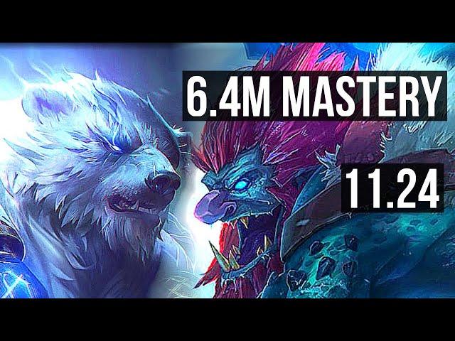 VOLIBEAR vs TRUNDLE (TOP) | 6.4M mastery, 500+ games, 12/3/5, Dominating | BR Diamond | 11.24