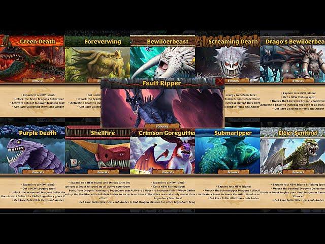 ALL 11 LEGENDARY DRAGONS (INCLUDING THE NEW FAULT RIPPER) - Dragons: Rise of Berk New Update