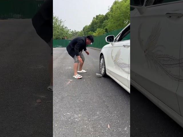 omg man stopped a moving car with hands #shortsvideo