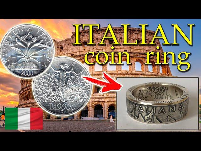 Italian Silver coin into a ring! 10000 Lire Italy, Millennium coin ring.