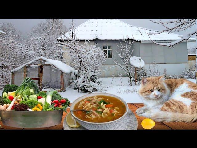 Azerbaijan cooking | My country life vlog | Delicious, easy, and healthy chicken noodle soup recipe!