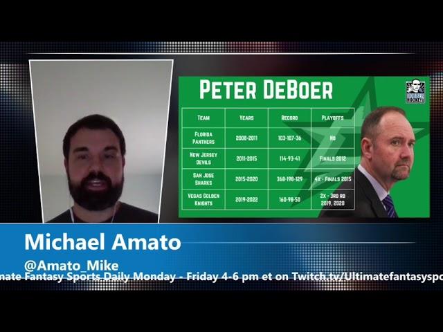 Michael Amato from October 6th Ultimate Fantasy Sports Daily #FantasyHockey @DobberHockey