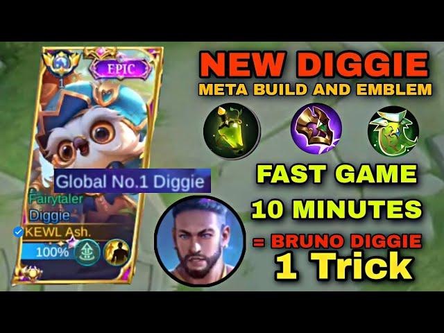 New DIGGIE strategy Easy win in 10 Minutes ( Diggie Best Build and Emblem) - MLBB