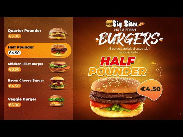 Big Bites Burgers Digital Menu Animation| Tasheer.PK Agency | Commercial Ad