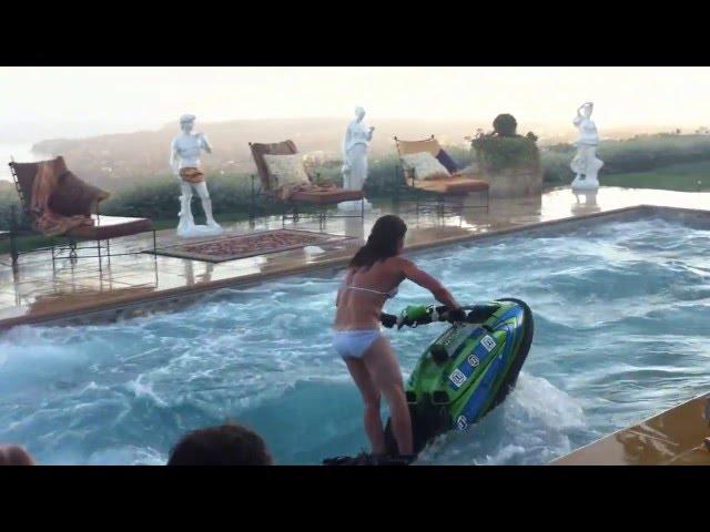 Amazing Jet Ski flips in a swimming pool!