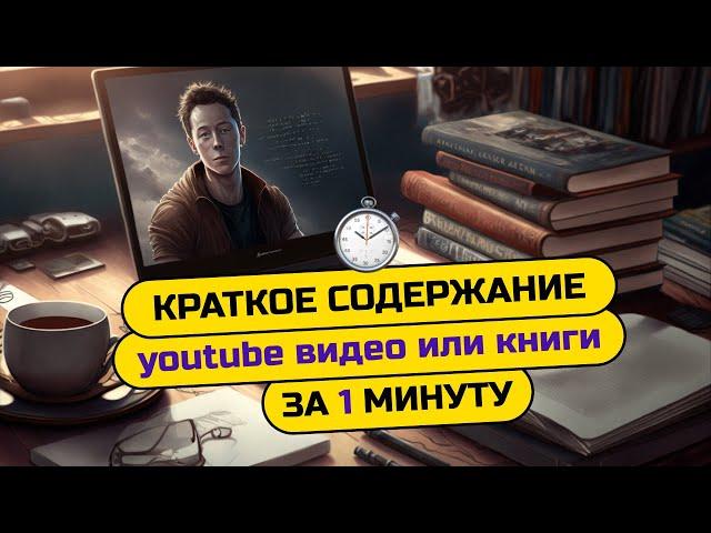 Как получить краткое содержание любого видео или книги с расширением Chat GPT? Инструкция.