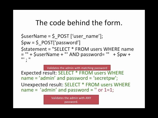 PHP SQL Injection attack examples