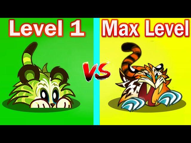 PVZ 2 Challenge Level | New Plants Tiger Grass Max Power Up  [ Level 1 vs Max Level ]