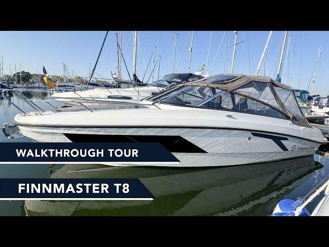 Finnmaster T8 Walkthrough Tour - Stunning sports cruiser - Very high quality 300HP Yamaha outboard