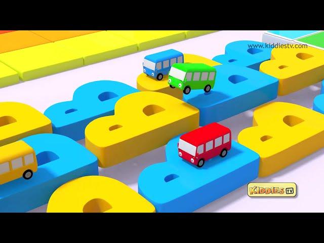 Wheels on the Bus Race with Alphabets & many more | Best Wheels on the Bus Rhymes | Kiddiestv