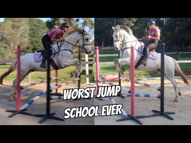 Our worst jump school ever | Tack up and ride Winnie with me