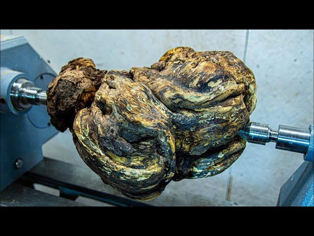 Wood turning a rotten and spalted burl into MAGIC