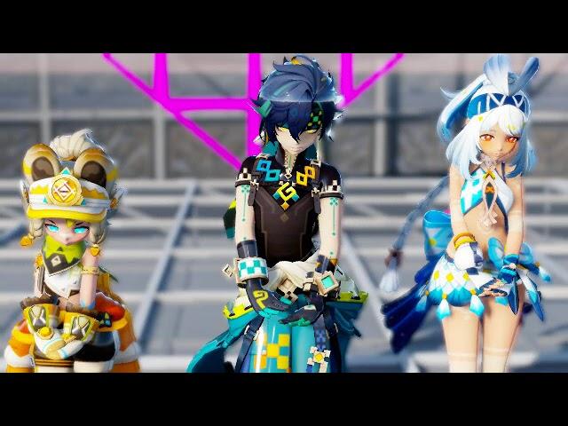 (MMD - Genshin Impact)meyase_bloodpop Kinich Kachina Mualani 5.0 update(Motion DL}