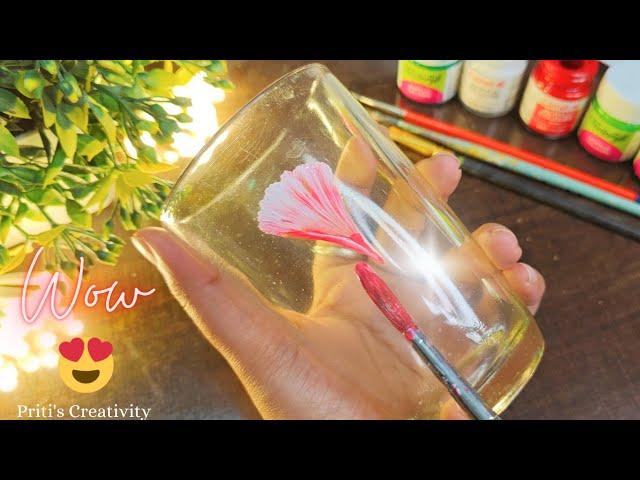 Easy Glass Painting Idea | Unique Glass Art Design | Glass Craft for beginners