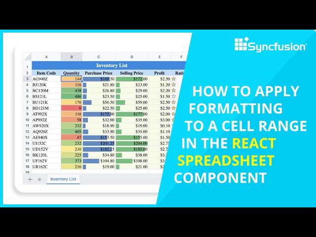 Apply Formatting to a Cell Range in the React Spreadsheet