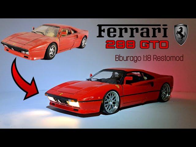 Ferrari 288 GTO 1:18 Bburago Restomod with LED light and 20" wheels