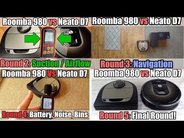 Neato D7 vs Roomba 980 - ALL ROUNDS in 1 Video