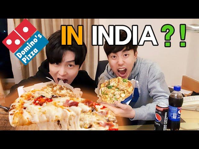 Koreans Try Domino's Pizza in INDIA?! | Domino's Pizza Reaction