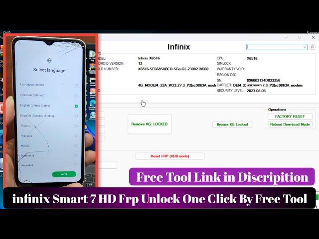 infinix Smart 7 HD Frp Unlock By Free Tool || infinix X6516 Frp Unlock Android 12 2023 Latest Update