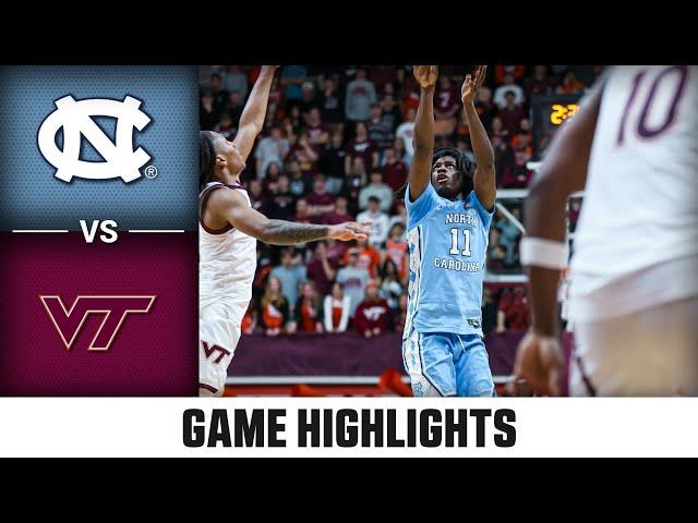 North Carolina vs. Virginia Tech Game Highlights | 2024-25 ACC Men's Basketball