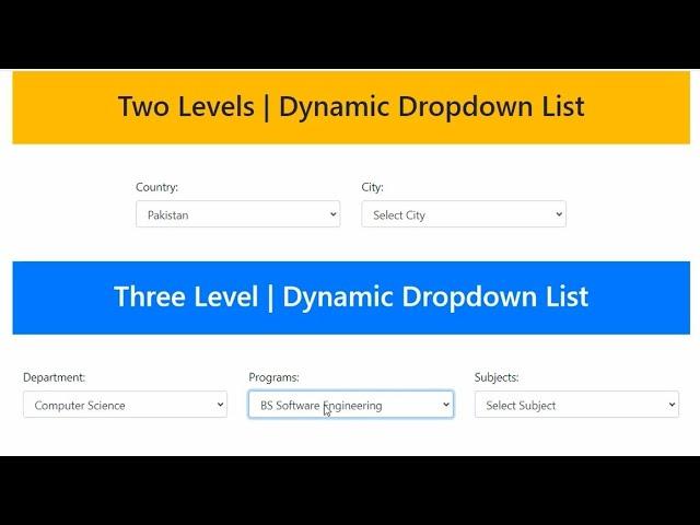 Three Level Dynamic Dropdown List in Laravel | dynamic dropdown box in Laravel | Source Code