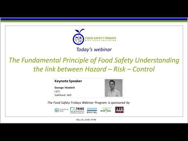 The Fundamental Principle of Food Safety – Understanding the link between Hazard – Risk – Control