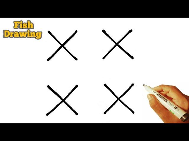 How to draw Fish  drawing from letter XXX | Easy art for beginners | online drawing project