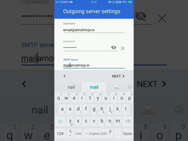 Mobile Email Configuration - mail settings