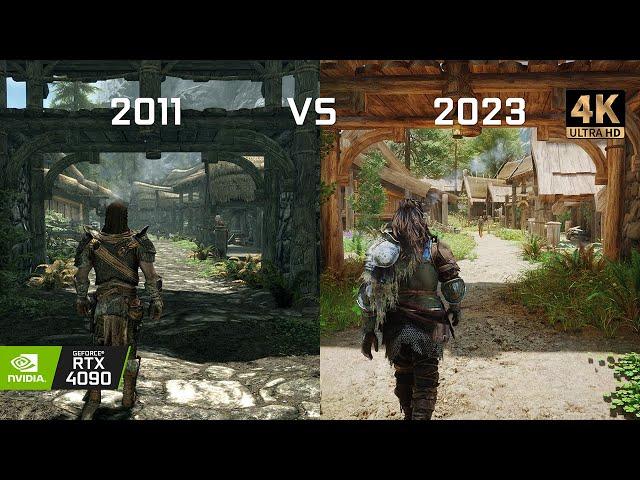 Skyrim 2011 to 2023 Comparison | Vanilla to NextGen Graphics | Ultra Modlist | RTX 4090 [4K60]