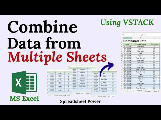 Combine Multiple Sheets Data to One Using VSTACK Function