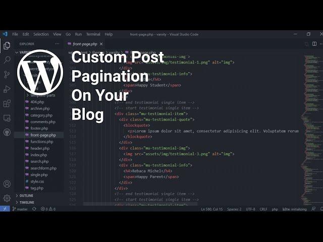 How Add Custom Pagination On Your Word Press Blog Posts E03