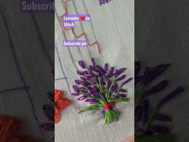 How to Lavender Stitch|Lavender Tie Stitch|beautiful Lavender flowers hand embroidery design #shorts