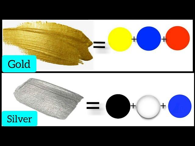 Mettalic colour from primary colours/colour mixing/golden and silver mettalic colour from 3 colours