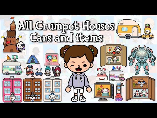 ALL CRUMPET HOUSES, CARS AND ITEMS IN TOCA LIFE WORLD | Toca Boca | NecoLawPie