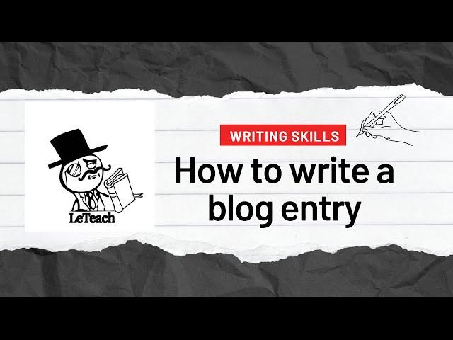 How to write a blog entry