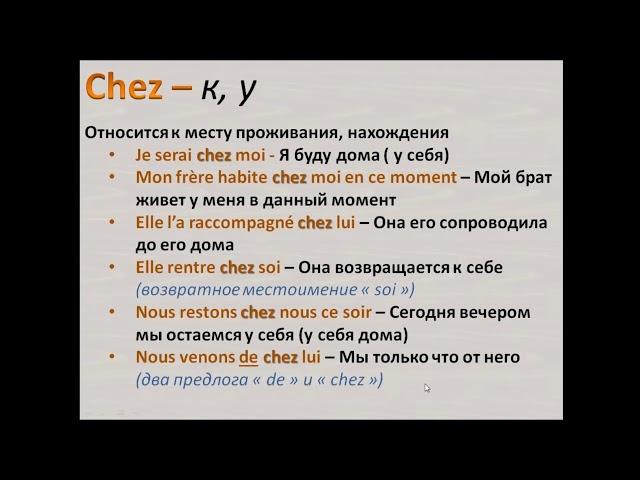 Французский с нуля, предлог CHEZ