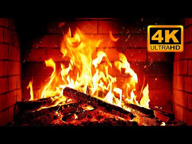 FIREPLACE 4K  Fireplace video with Burning Logs & Fire Sounds