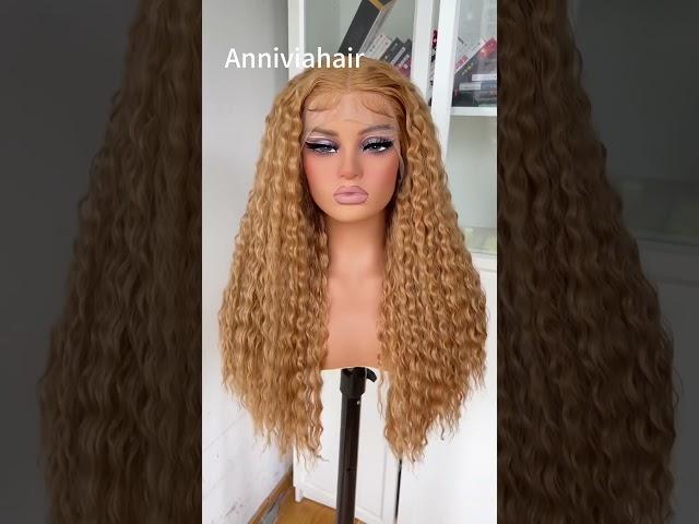 ANNIVIA HONEY BLONDE CURLY LACE FRONT WIG