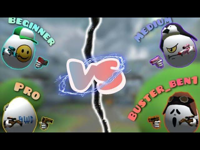 Beginner vs Medium vs Pro vs Buster_Ben1! | Shell Shockers!