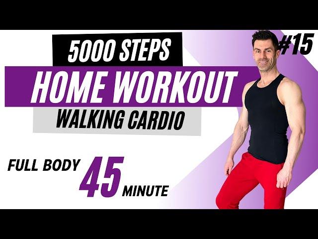 WALKING CARDIO workout at HOME. 5000 steps. Do it twice and get 10000 steps - NO jumping