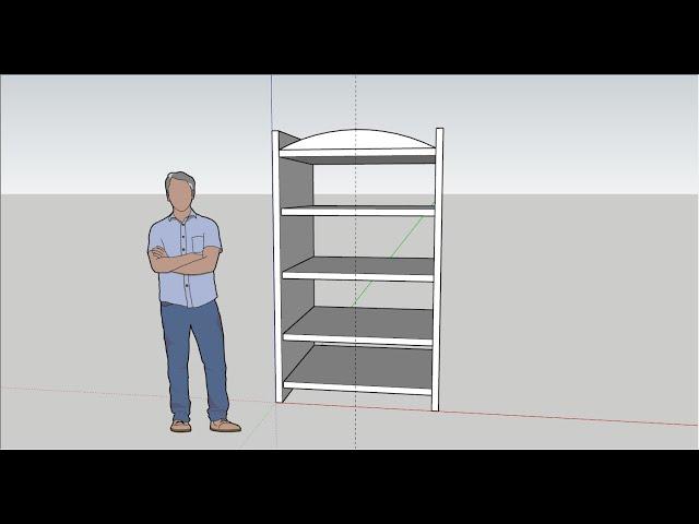 SketchUp 2022:  Bookcase with Equally Spaced Shelves