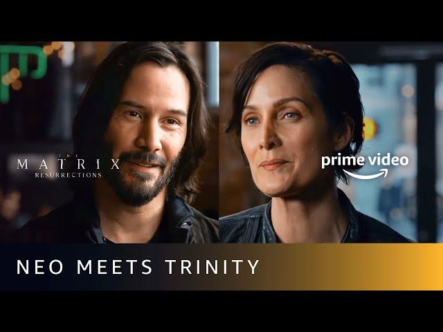 The meet-up of Neo & Trinity | Keanu Reeves, Carrie-Anne Moss | The Matrix Resurrections