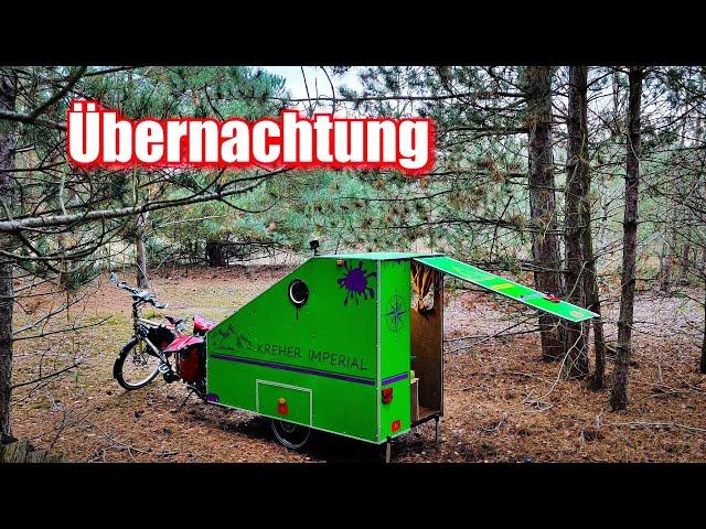 ️ÜBERNACHTUNG allein im WALD - 3 TAGE FAHRRADWOHNWAGEN TOUR [TEIL2]