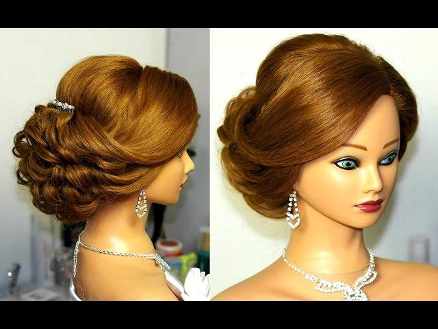 Bridal updo. Romantic hairstyle for  medium hair.