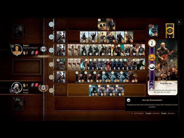 The Witcher 3: Gwent - High Score (Skellige) / 645 points match - 627 points round