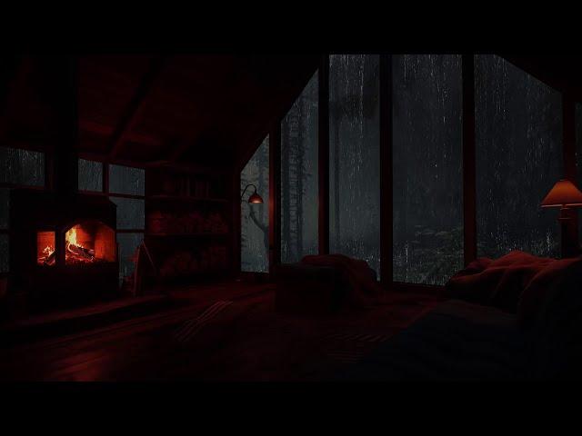 Forest Rain Sounds with Fireplace in the Attic Natural Sounds to Fall Asleep