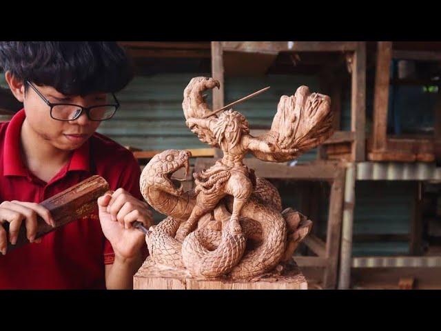 Wood Carving - Naruto : SASUKE UCHIHA curse mark - Amazing skills and techniques